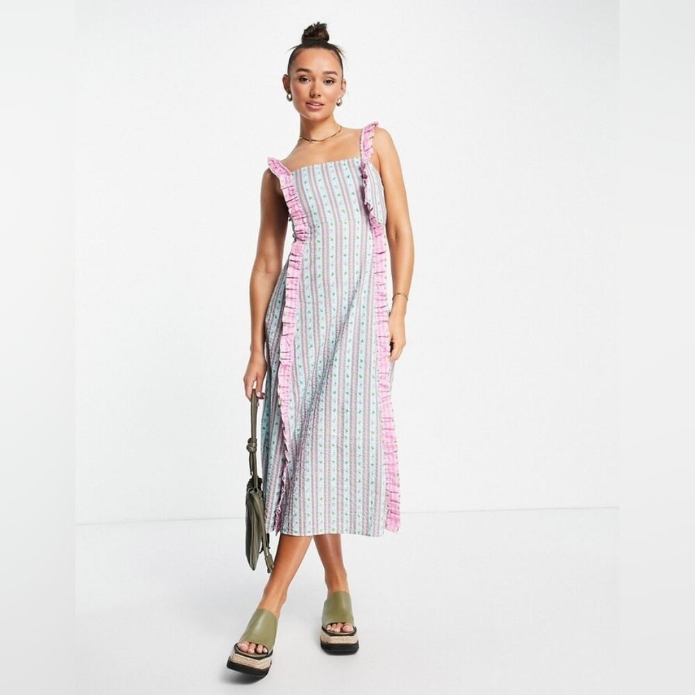 Damson Madder Fruit Stripe Chintzy Midi Dress in multi EU Size 8 /US Size 4